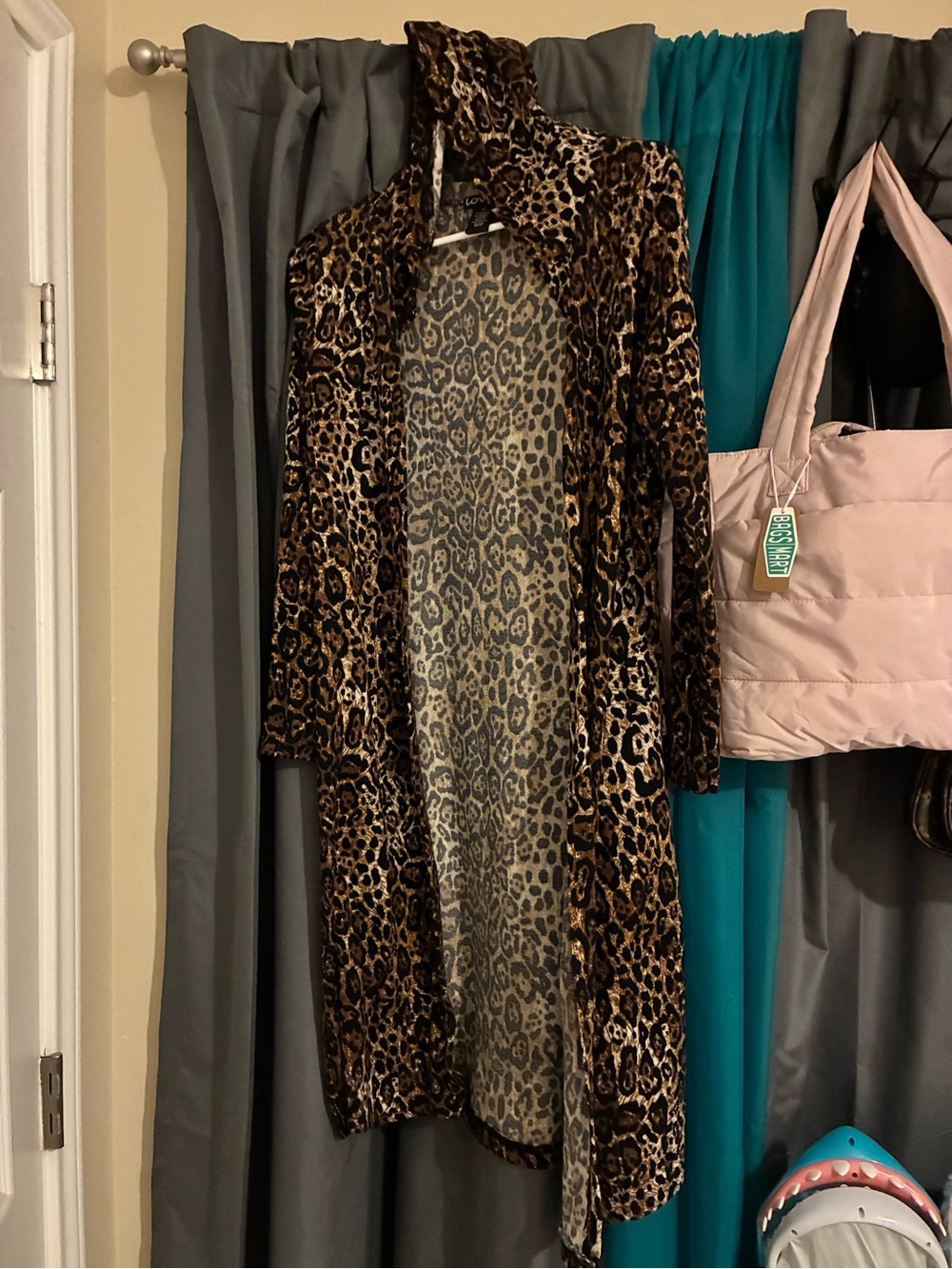 Leopard Print Open Front Women's Cardigan - Brown